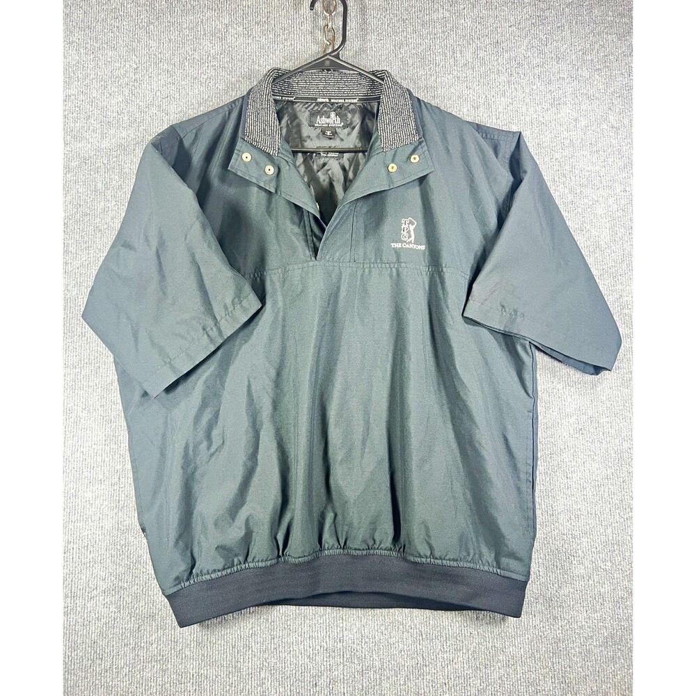 Ashworth Weather Systems Men's L Gray Pullover Golf Windbreaker Water/Wind
